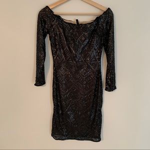 NWT BCBG MAX AZRIA Sequin Off The Shoulder Dress